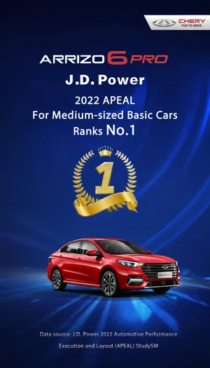 Chery Shines in J.D. POWER Study with ARRIZO 6 PRO Ranking NO.1 and Tiggo8 Pro Max Ranking NO.2 In Its Class